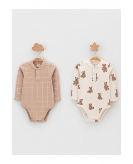 К 6542-2уп/молочный Н183,бежевый Н045.1 набор полукомбинезон (боди)