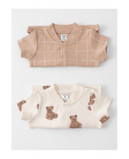 К 6543-2уп/молочный Н183,бежевый Н045.1 набор полукомбинезон (боди)