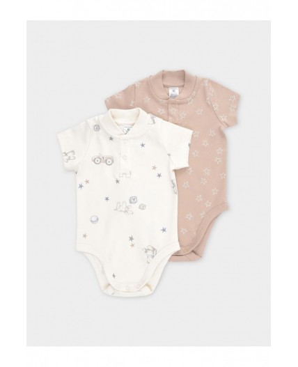 К 6543-2уп/кремовый Н108,бежевый Н105 набор полукомбинезон (боди)