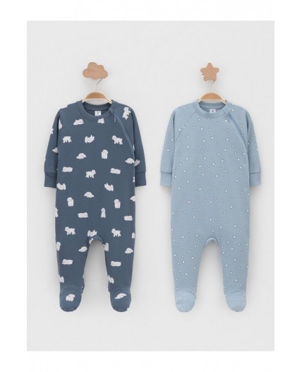 К 6444-2уп/серо-голубой Н100,синий Н052.3 набор комбинезон