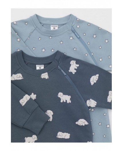 К 6444-2уп/серо-голубой Н100,синий Н052.3 набор комбинезон