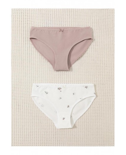 К 1972-2уп/кофейный,сахар,голубика и цветы набор трусы