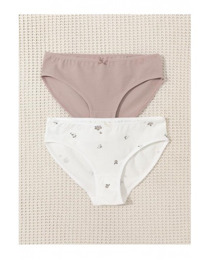 К 1972-2уп/кофейный,сахар,голубика и цветы набор трусы