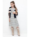 КР 5803/античный белый,полоска к396 сарафан