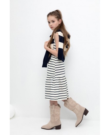 КР 5803/античный белый,полоска к396 сарафан