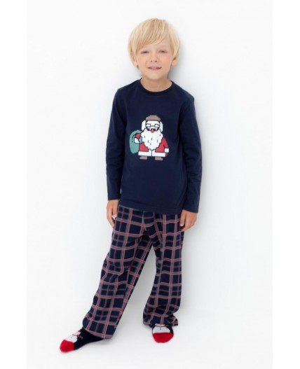К 1600/глубокий синий,шотландская клетка пижама