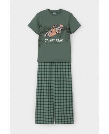 К 1599/зеленый мох,клетка пижама