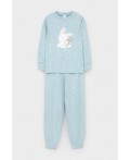 К 1621/голубой,цветочные снежинки пижама