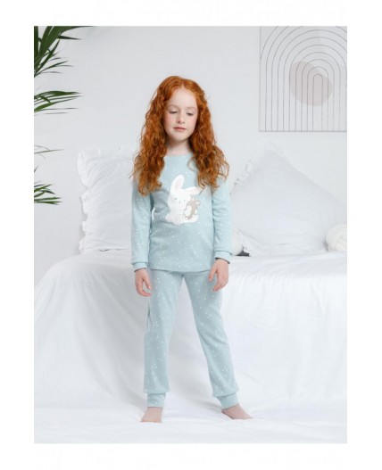 К 1621/голубой,цветочные снежинки пижама