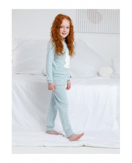 К 1621/голубой,цветочные снежинки пижама