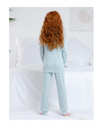 К 1621/голубой,цветочные снежинки пижама