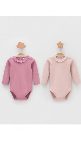 К 6554-2уп/розово-бежевый 1506,тем.розовый 1710 набор полукомбинезон (боди)