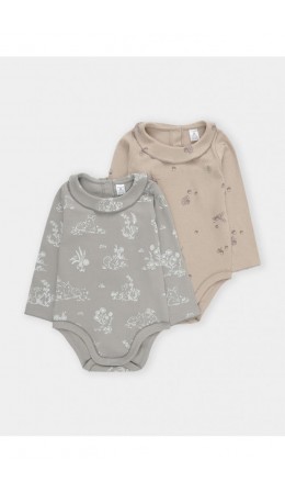 К 6539-2уп/оливковый Н081,тем.бежевый Н106 набор полукомбинезон (боди)