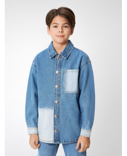 Куртка джинсовая детская для мальчиков Motomoto синий