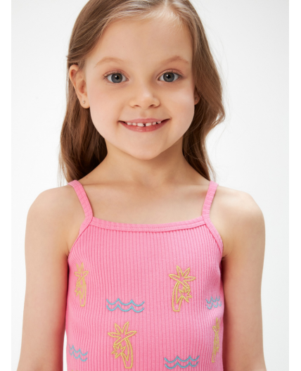 Блузка-топ детская для девочек Pesok неоновый розовый