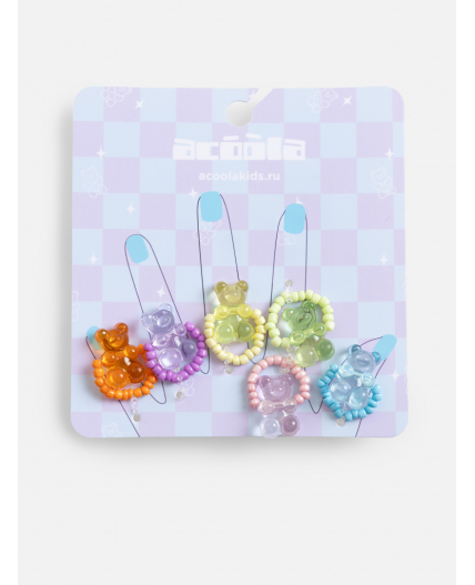 Набор из 6 колец дет. Ariane разноцветный