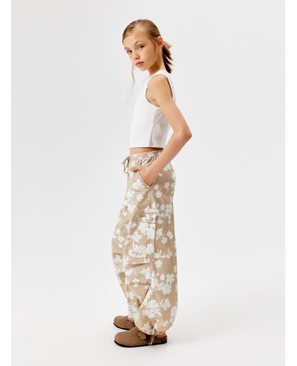 Брюки детские для девочек Diya_pn бежевый принт