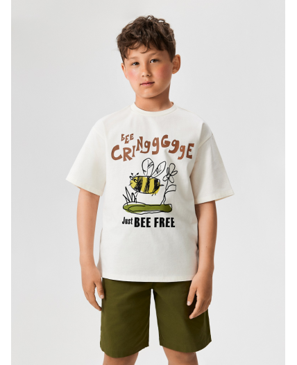 Футболка детская для мальчиков Siple молочный