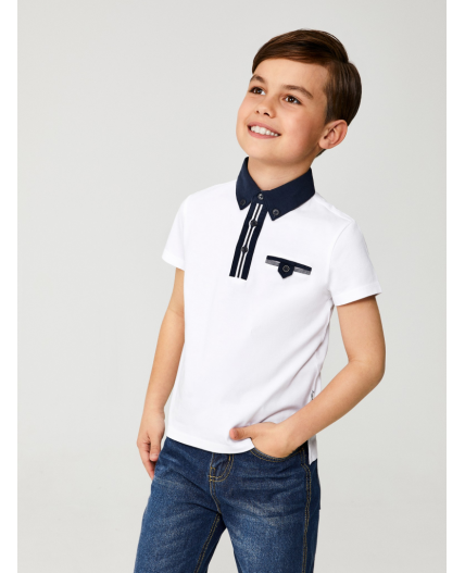 Сорочка-поло верхняя для мальчиков Tukor белый
