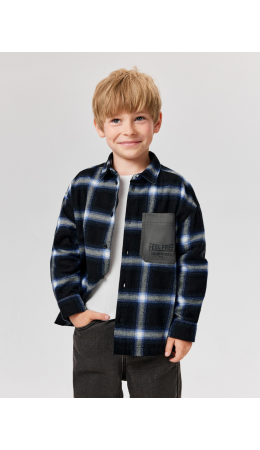 Сорочка верхняя детская для мальчиков Lateki синяя клетка