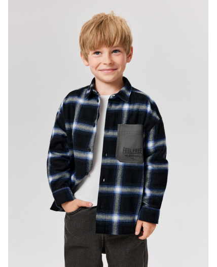 Сорочка верхняя детская для мальчиков Lateki синяя клетка