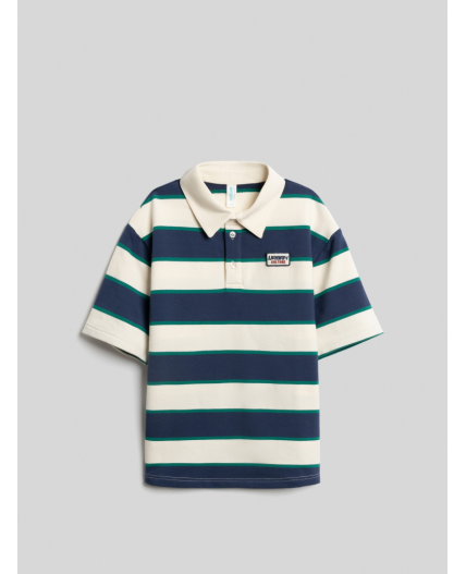 Сорочка-поло верхняя для мальчиков Sardo зеленая полоска