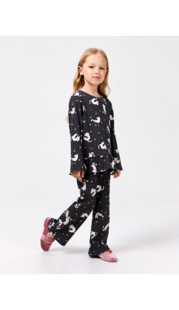 Комплект детский для девочек ((1)джемпер и (2)брюки) Talita графитовый