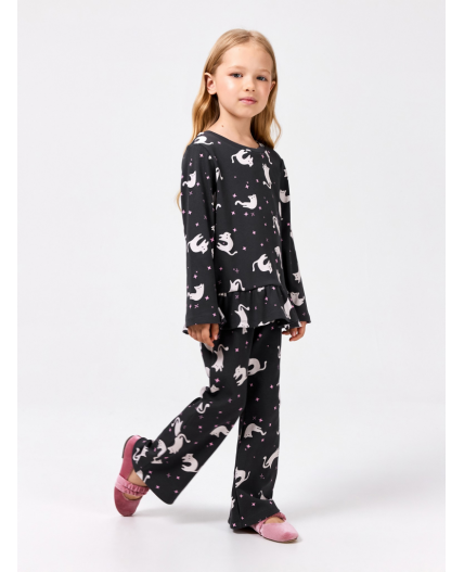Комплект детский для девочек ((1)джемпер и (2)брюки) Talita графитовый