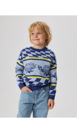 Джемпер детский для мальчиков Dino сине-зеленый