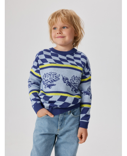 Джемпер детский для мальчиков Dino сине-зеленый