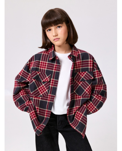 Блузка детская для девочек Greys бордовая клетка