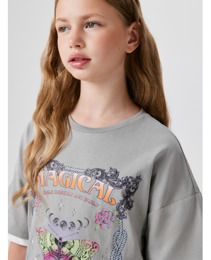 Футболка детская для девочек Iskra темно-серый