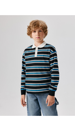 Джемпер детский для мальчиков Ricotta бело-голубой в полоску