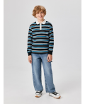 Джемпер детский для мальчиков Ricotta бело-голубой в полоску