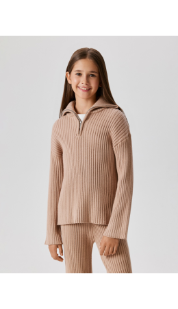 Джемпер детский для девочек Paty серо-бежевый