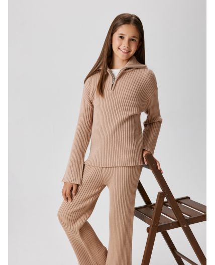 Джемпер детский для девочек Paty серо-бежевый