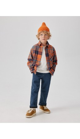 Брюки джинсовые (утепленные) детские для мальчиков Onor синий