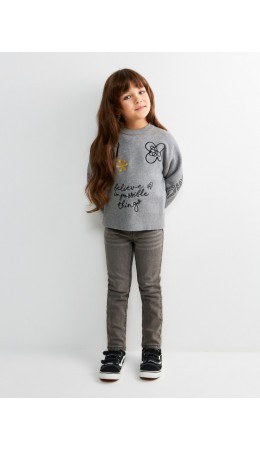 Брюки джинсовые детские для девочек Leda серый