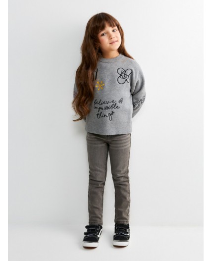 Брюки джинсовые детские для девочек Leda серый