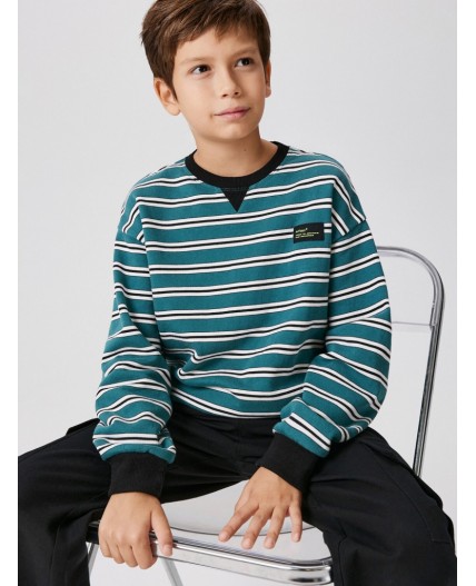 Джемпер детский для мальчиков Mascarpone зеленая полоска