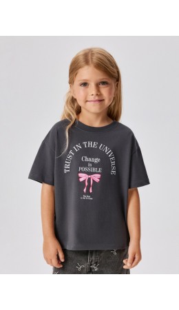 Футболка детская для девочек Lona графитовый