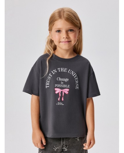 Футболка детская для девочек Lona графитовый
