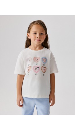 Футболка детская для девочек Bajena молочный