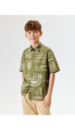 Сорочка верхняя детская для мальчиков Korsaro хаки принт