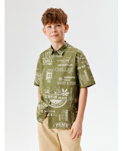 Сорочка верхняя детская для мальчиков Korsaro хаки принт