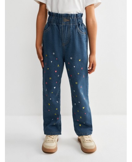 Брюки джинсовые (утепленные) детские для девочек Pirra синий