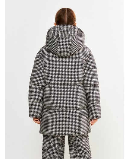 Куртка детская для девочек Mudras бежевая клетка