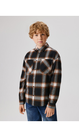 Сорочка верхняя детская для мальчиков Aidero черно-медный принт