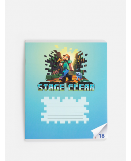 Тетрадь, 18л, линейка с полями, на скрепке Gamek разноцветный