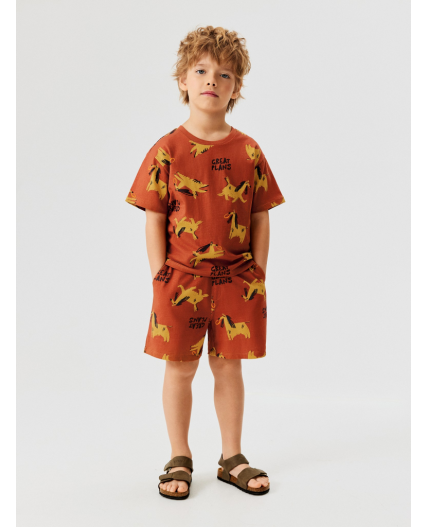 Набор детский для мальчиков ((1)футболка и (2)шорты) Hoste_set горчичный